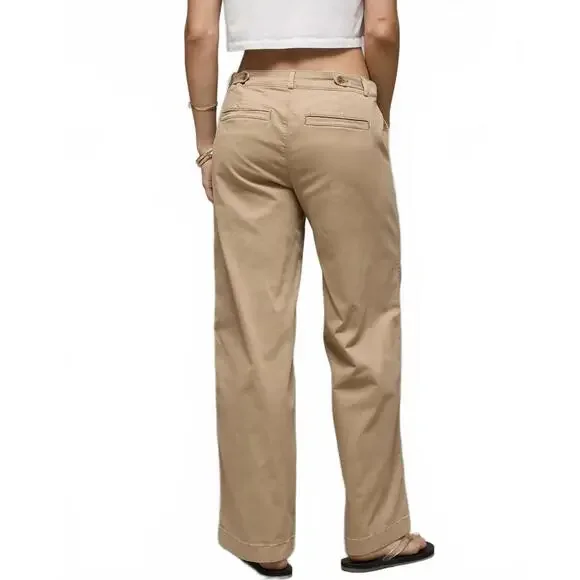 AE Stretch Low-Rise Wide-Leg Khaki Pant American Eagle NWT Tank Tan Size 000R - Picture 2 of 5